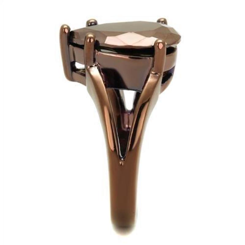 IP Coffee light Brass Ring with AAA Grade CZ in Light Coffee