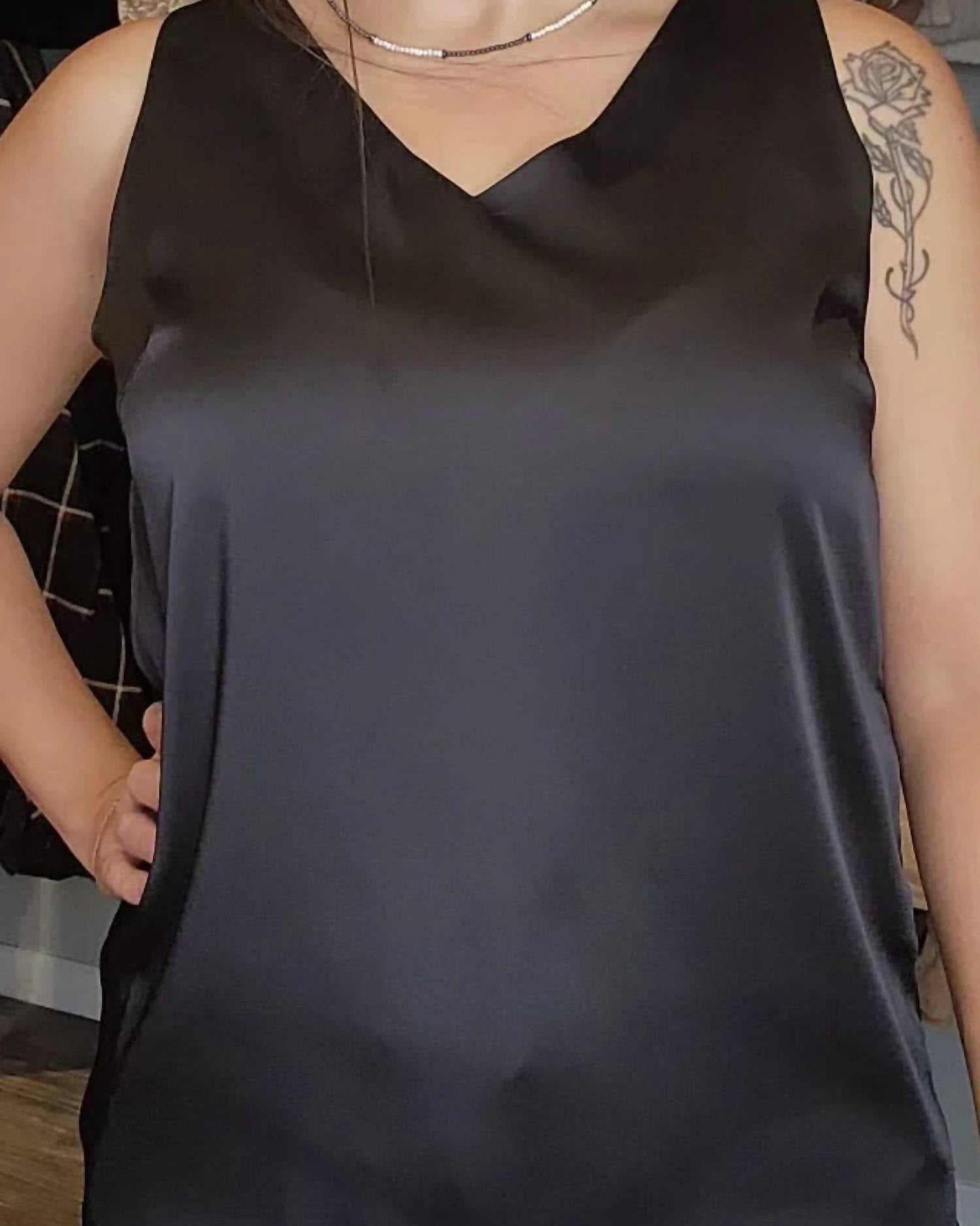 Elegant Satin Camisole Top In Black