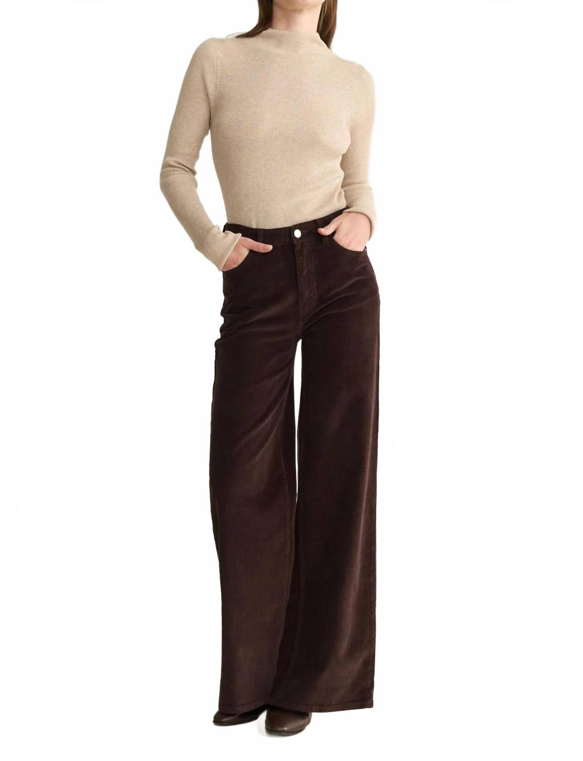 Nce Corduroy Wide Leg Pants In Americano Brown