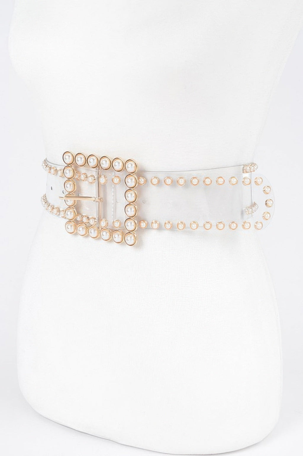 Rhinestone Buckle Plus Size Clear Belt W/stones