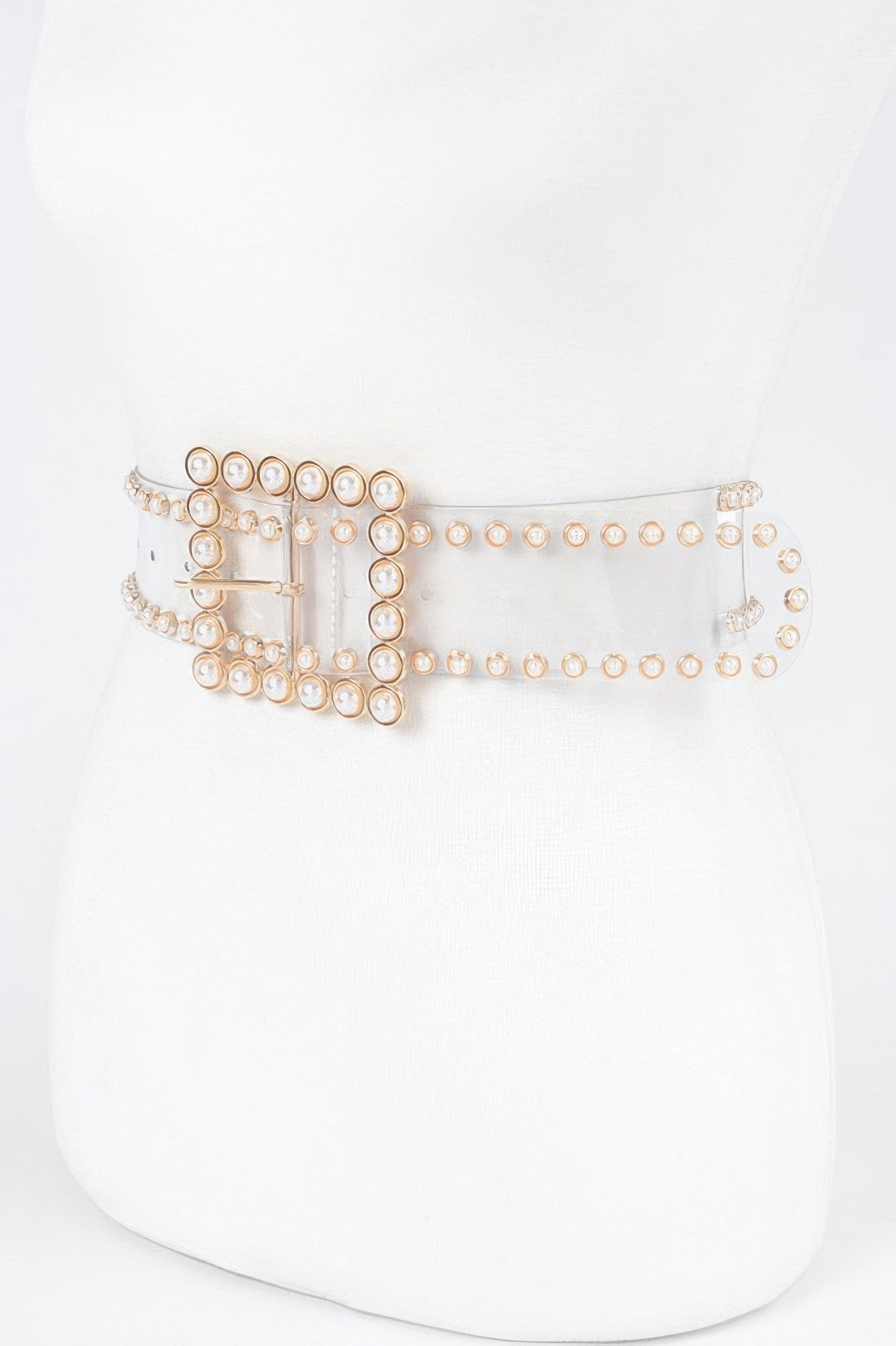 Rhinestone Buckle Plus Size Clear Belt W/stones