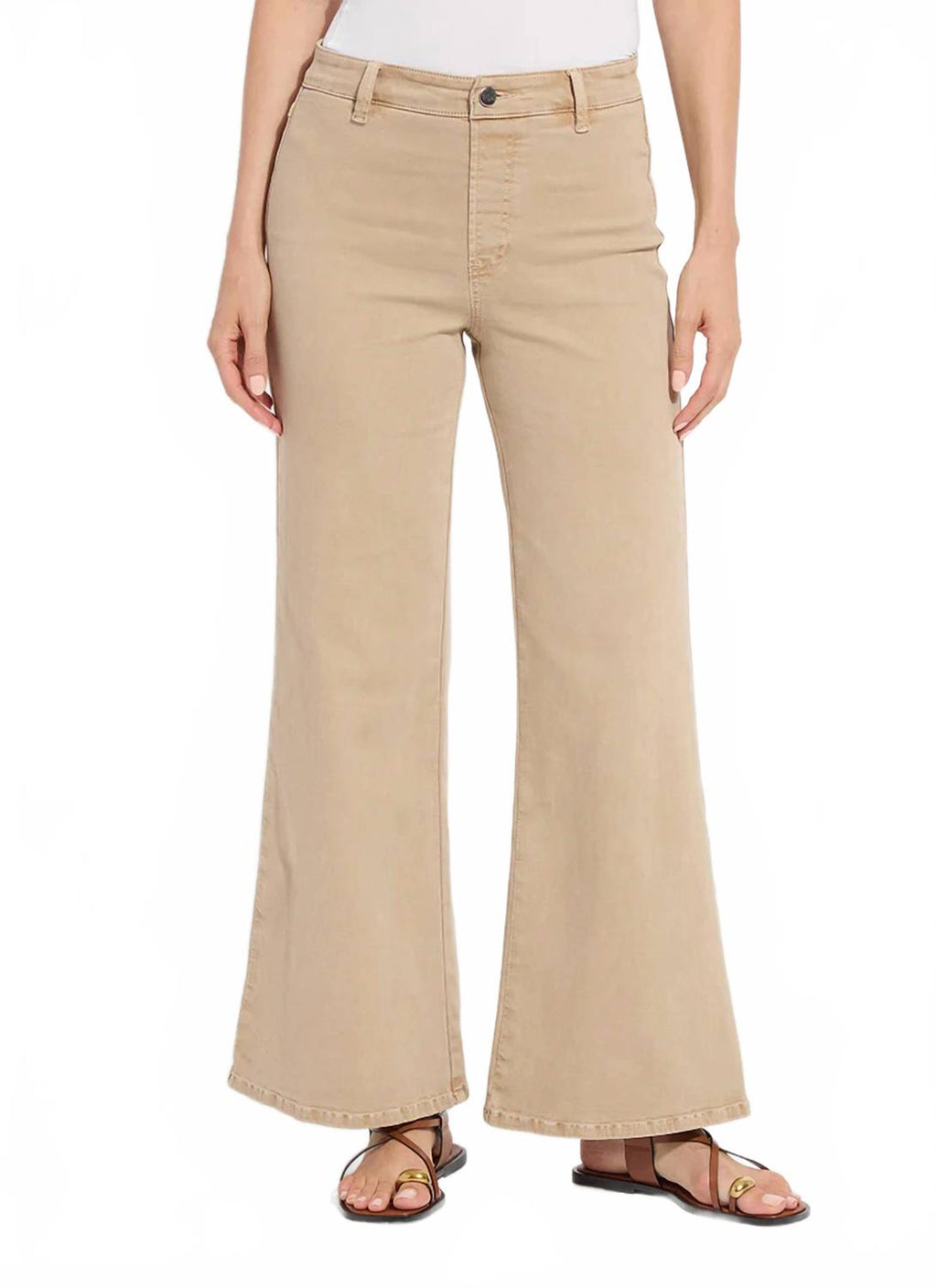 Smoothing Waistband Wide Leg Pant In Asutex Desert Khaki