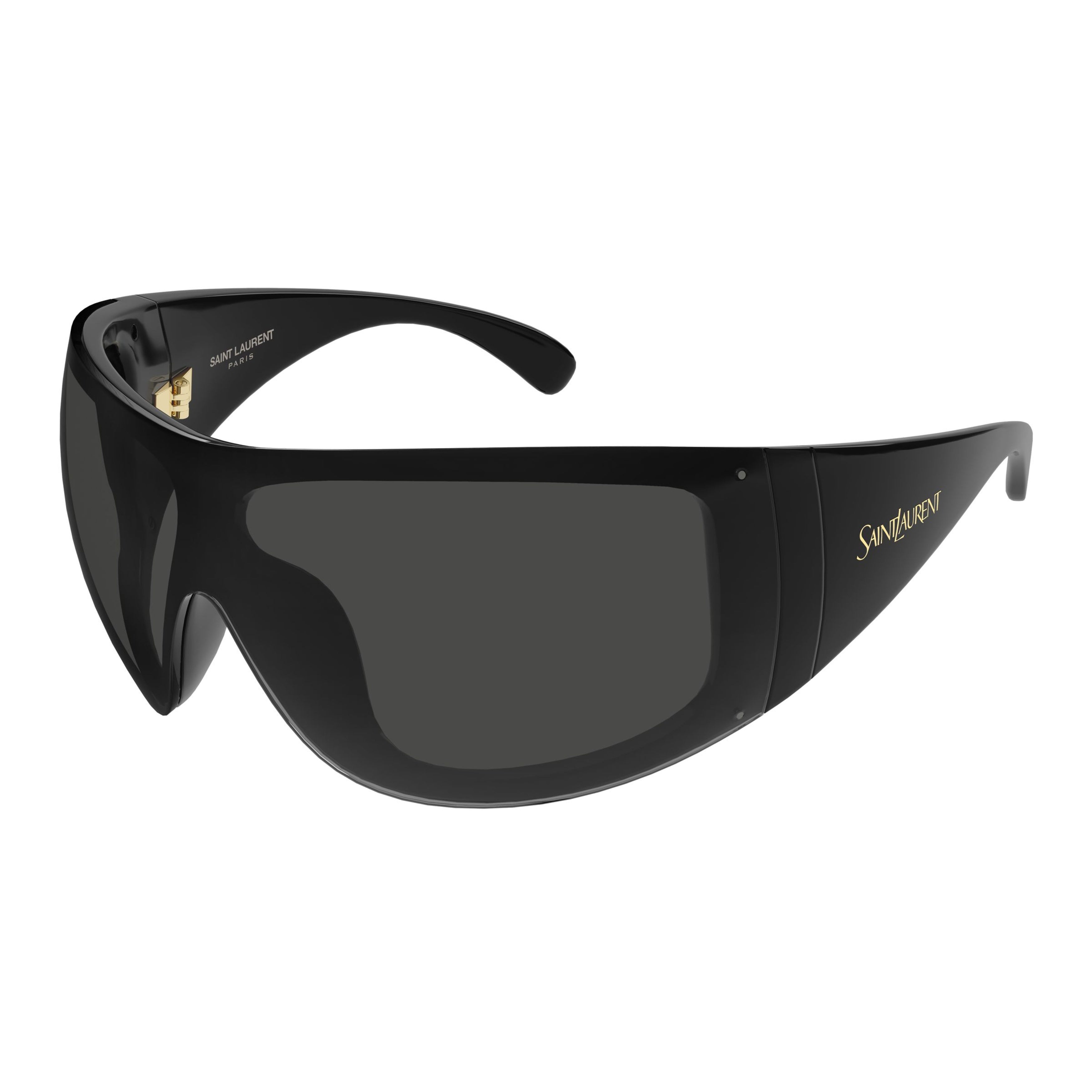 Oversized Shield Sunglasses With Gold Logo Accents