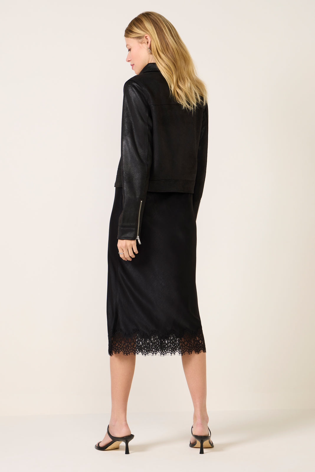 Women's Satin Skirt w Lace