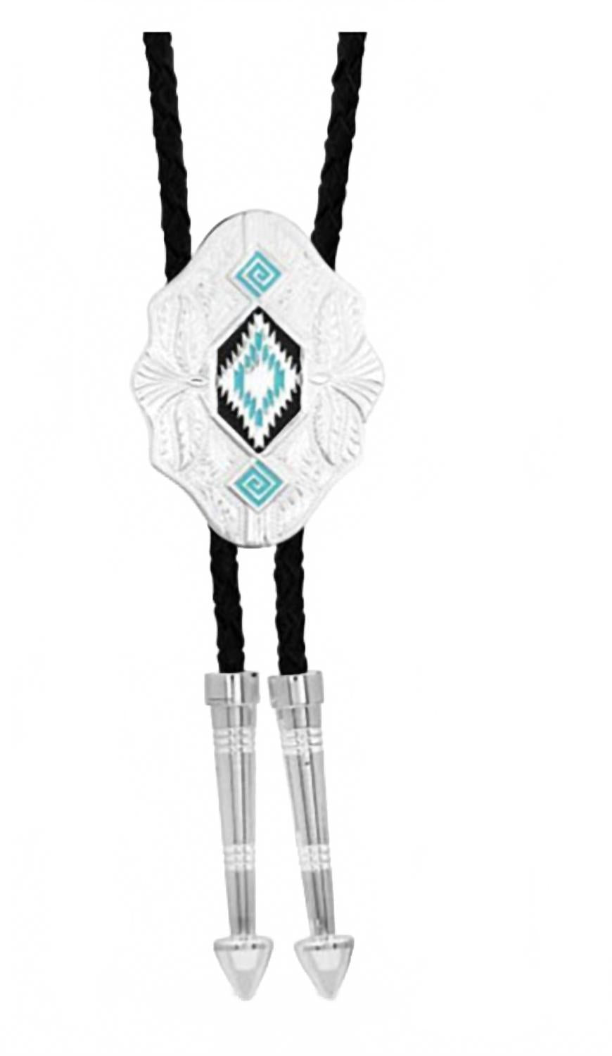 Southwest Skies Scalloped Tie In Silver/turquoise