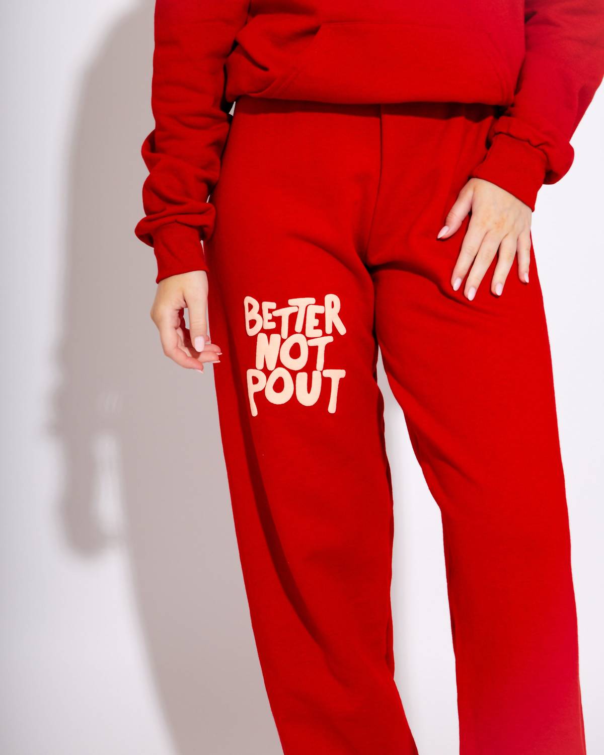 Better Not Pout Sweatpant In Red