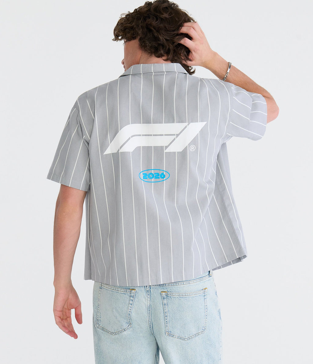 Aeropostale Formula 1 Racing Striped Boxy Mechanic Shirt