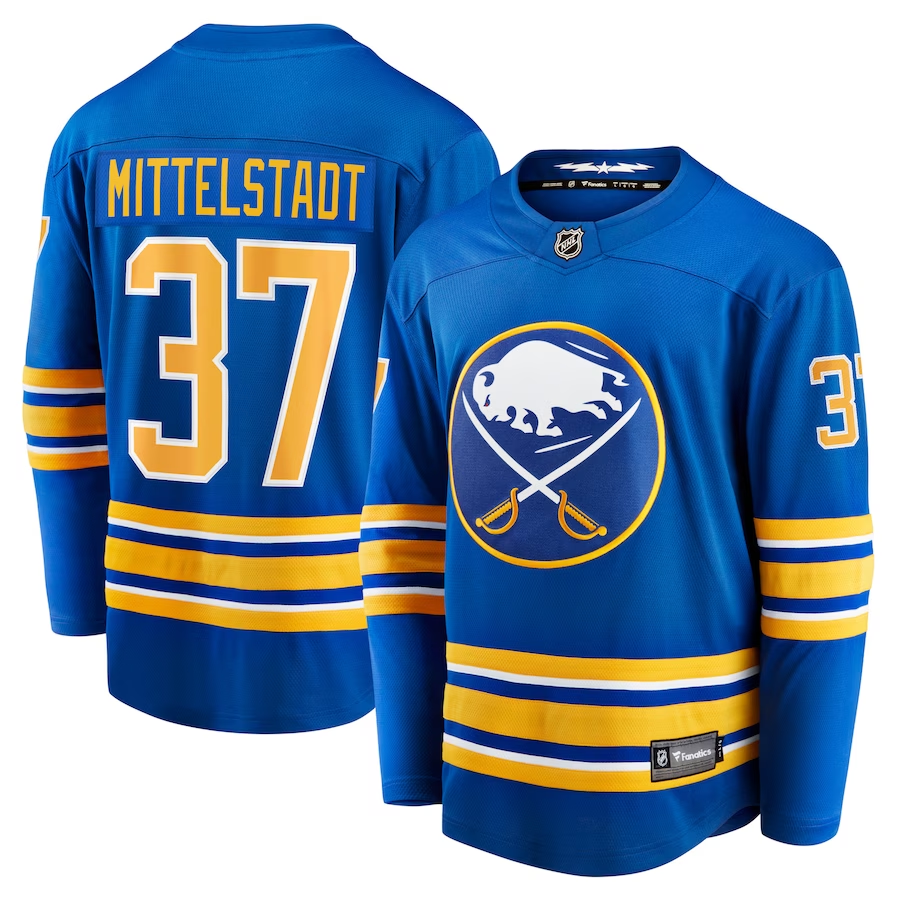 Men's Buffalo Sabres Casey Mittelstadt #37 Royal Replica Player jersey