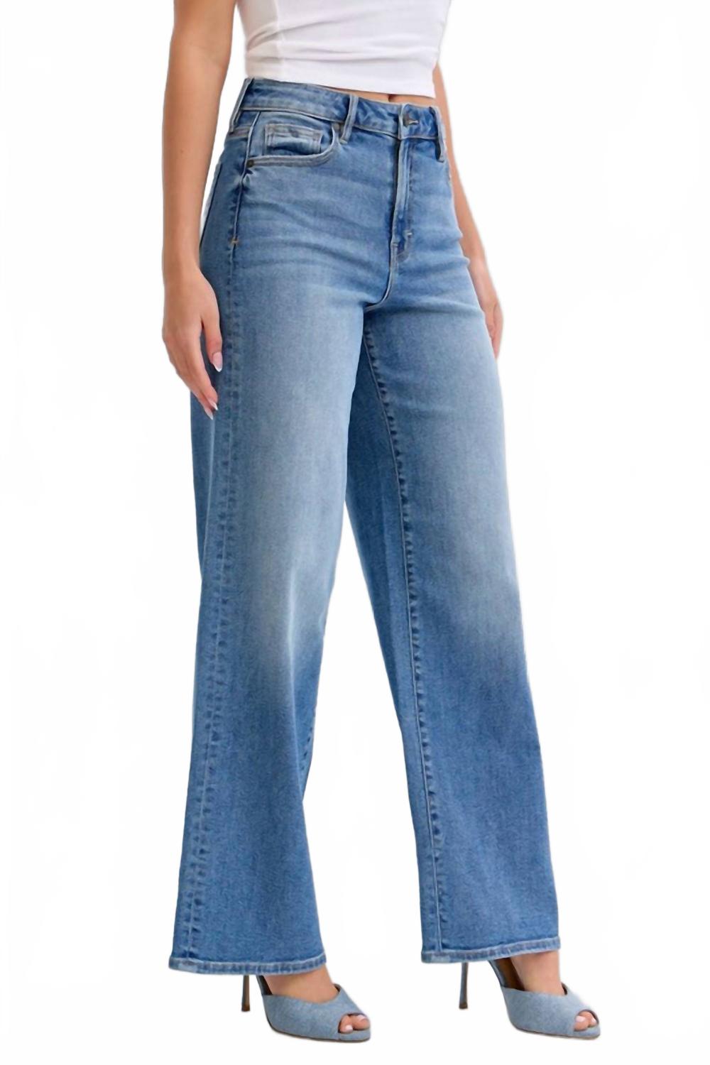 Nori High Rise Wide Leg Jeans In Medium Blue