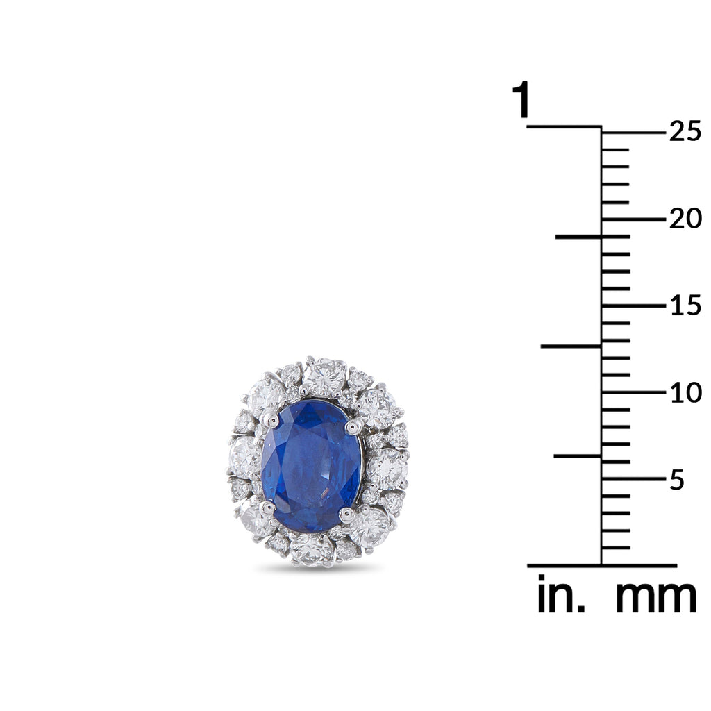 LB Exclusive Platinum 1.02ct Diamond and Sapphire Earrings MF35-041426