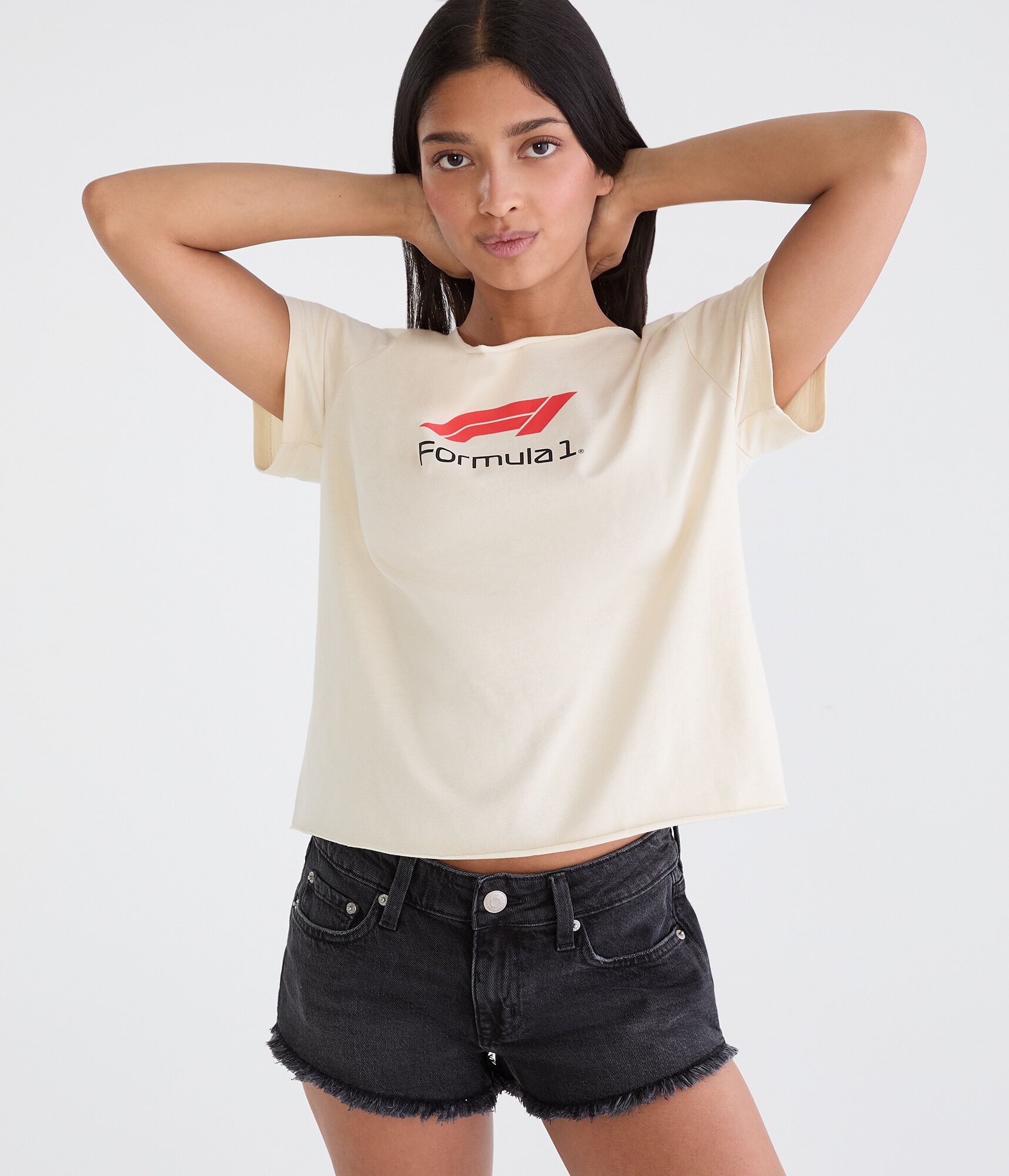 Aeropostale Formula 1 Car Off-The-Shoulder Graphic Tee