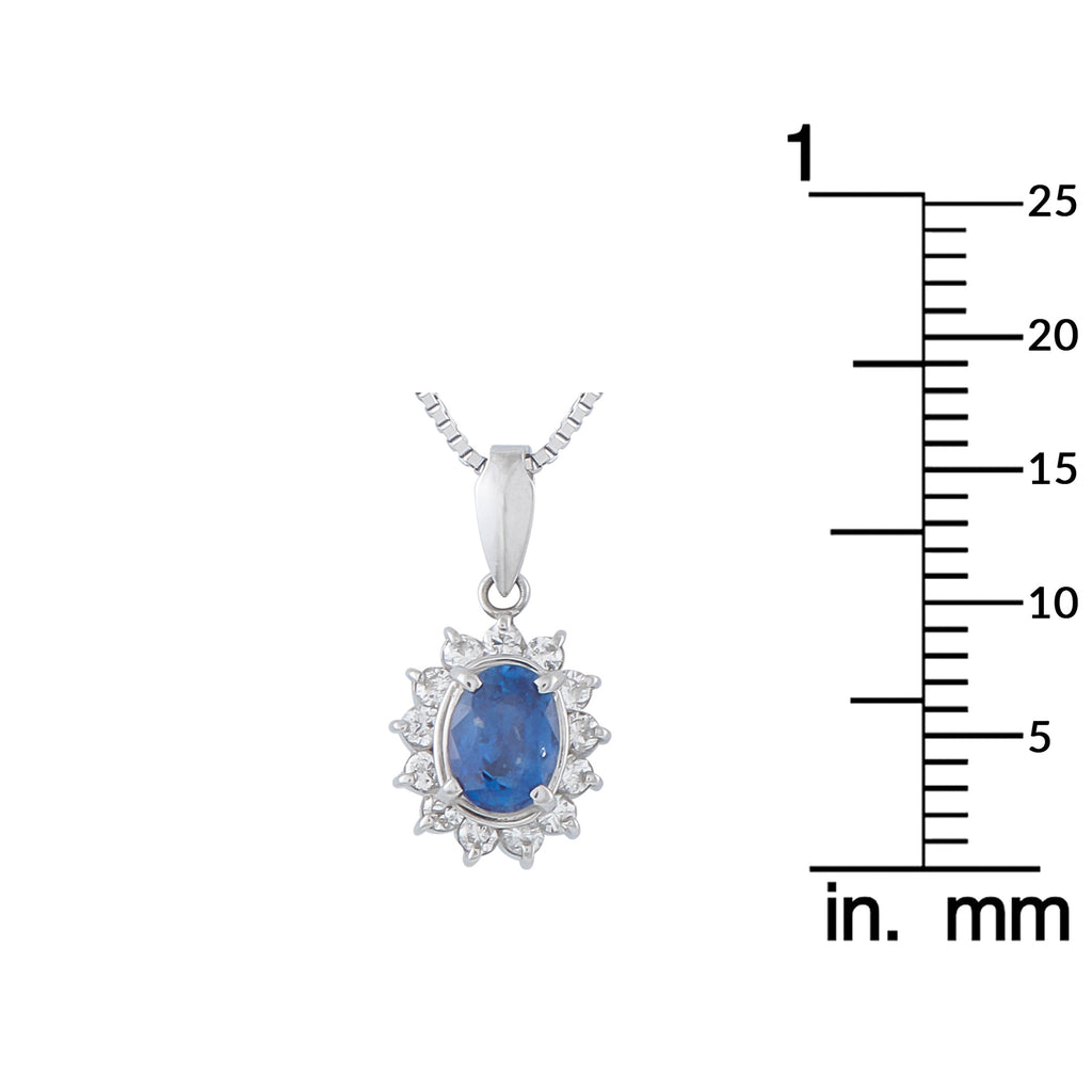 LB Exclusive Platinum 0.19ct Diamond and Sapphire Pendant Necklace MF32-041426