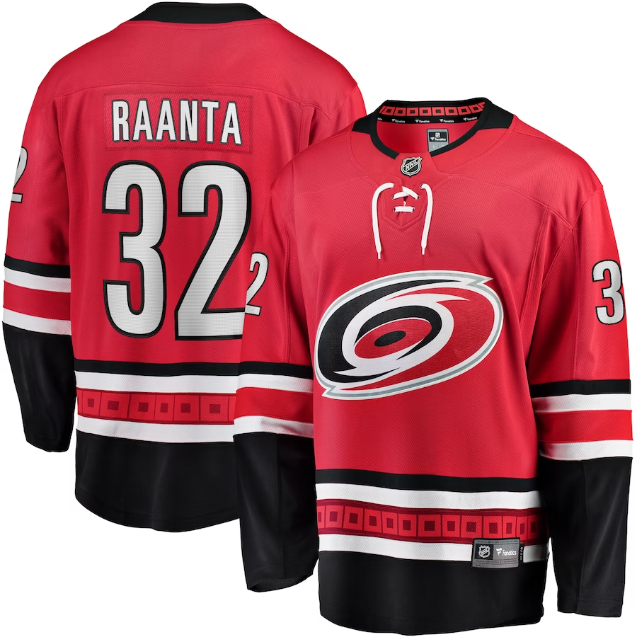 Men's Carolina Hurricanes Antti Raanta #32 Red Player jersey