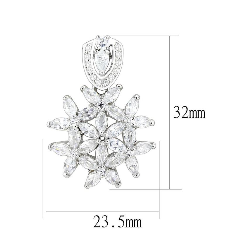 Rhodium 925 Sterling Silver Pendant with AAA Grade CZ in Clear