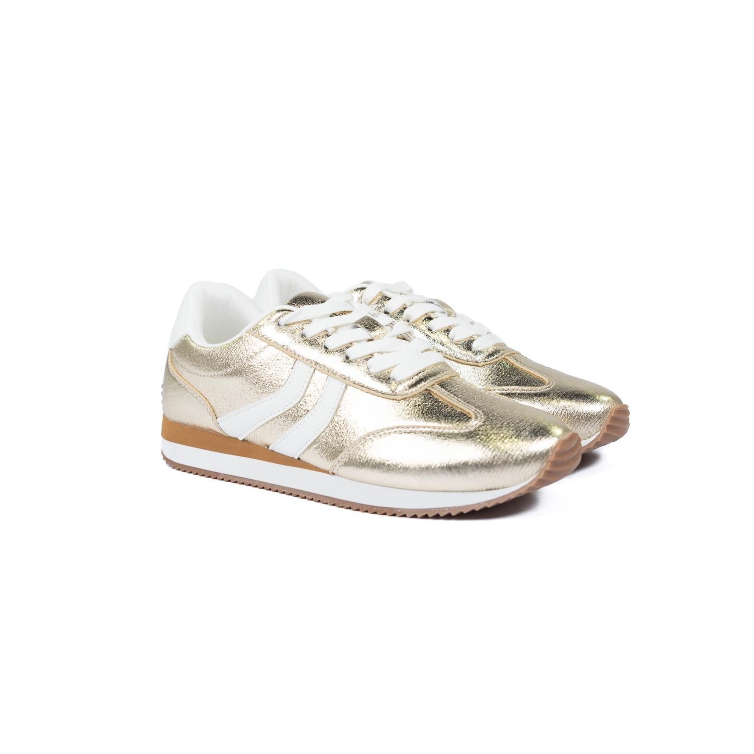 Women's Kickoff Sneakers In Gold Crinkle Metallic