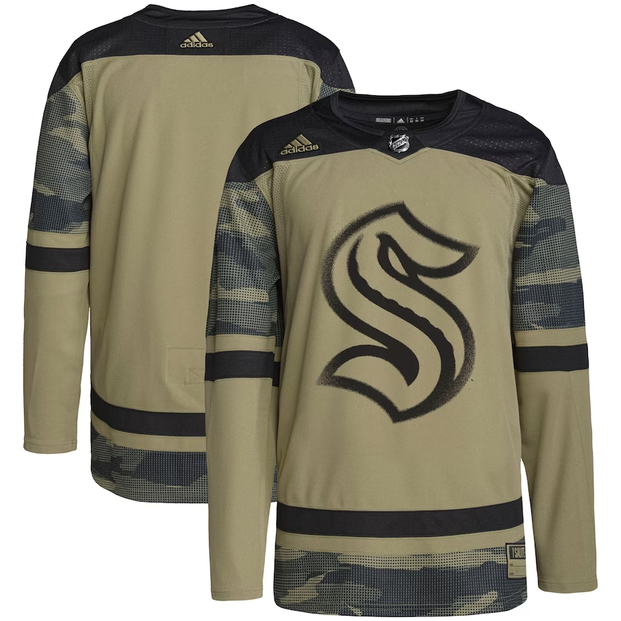 Men's Seattle Kraken Camo Military Appreciation Team Authentic Practice Blank jersey