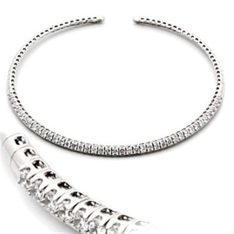 Rhodium Brass Necklace with AAA Grade CZ in Clear
