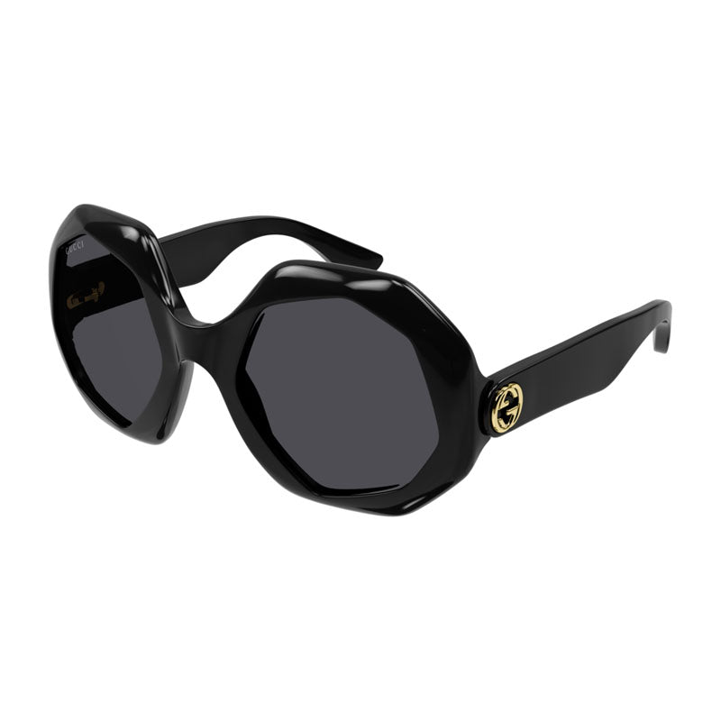 Gucci Sunglasses Geometric Full Rim, Black Frame And Grey Lens Gg1242S001