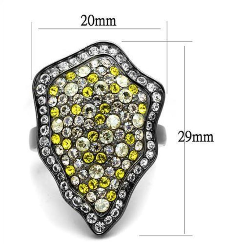 IP Light Black Stainless Steel Ring with Top Grade Crystal in Multi Color