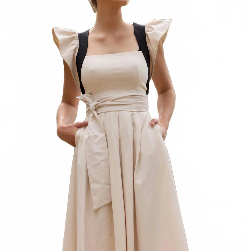 Loreto Midi Dress In Beige