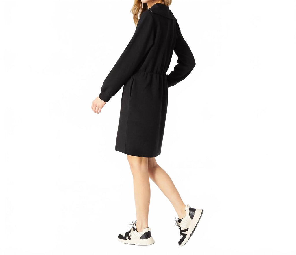 Lyla Long Sleeve Dress With Pockets In Black