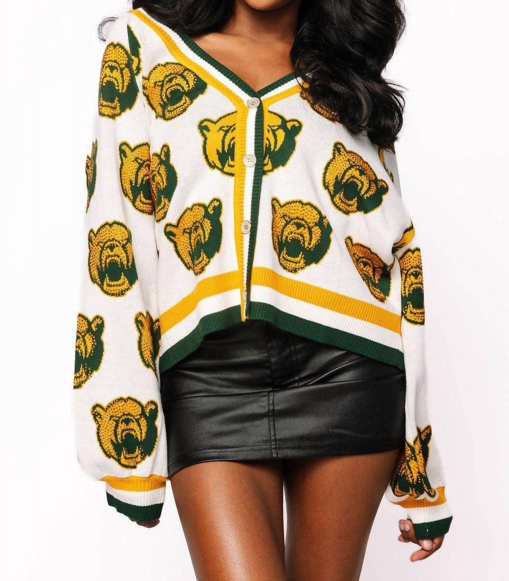Mascot Rhinestone Cardigan In Baylor