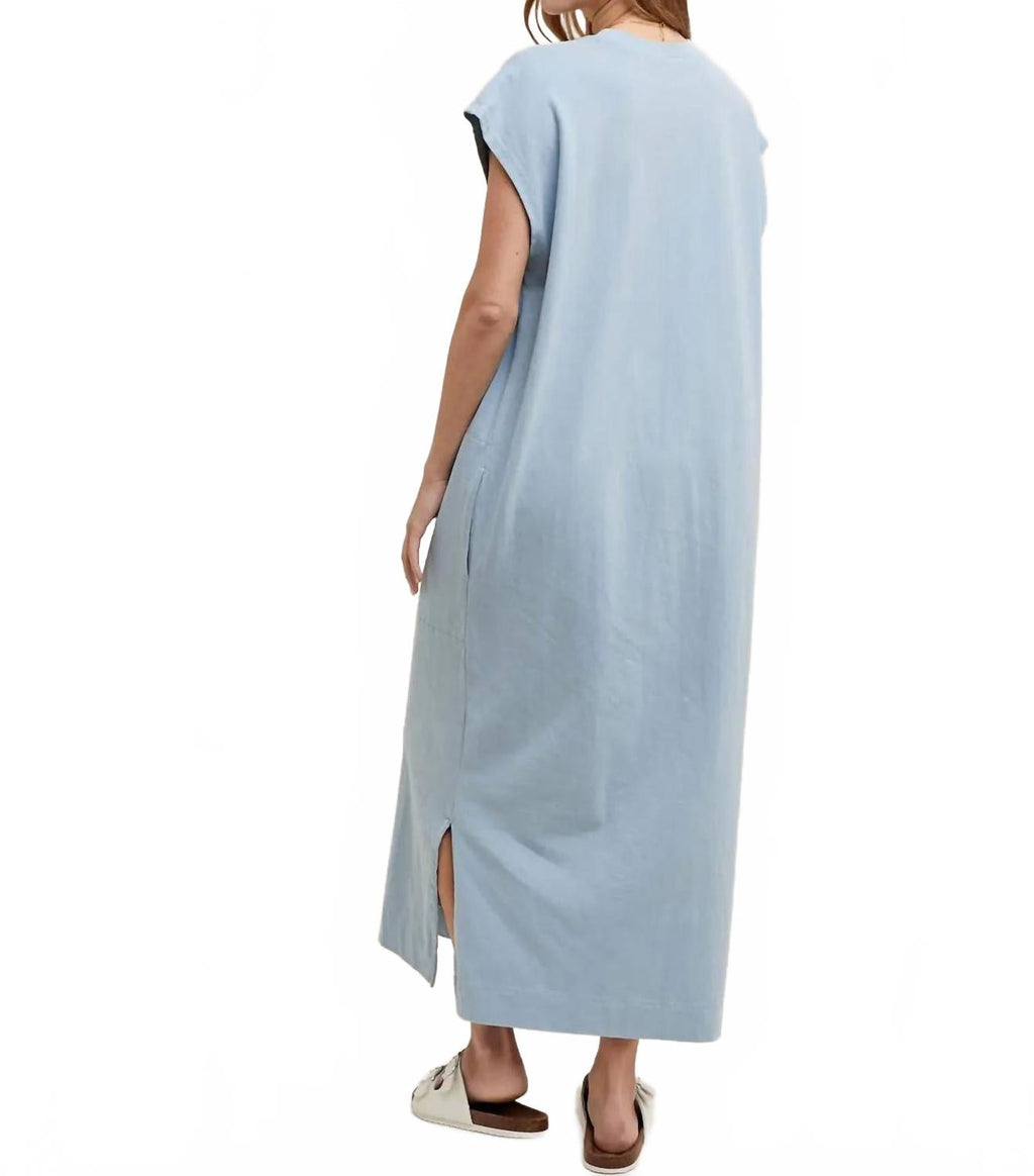 Tee Shirt Midi Dress In Slate Blue