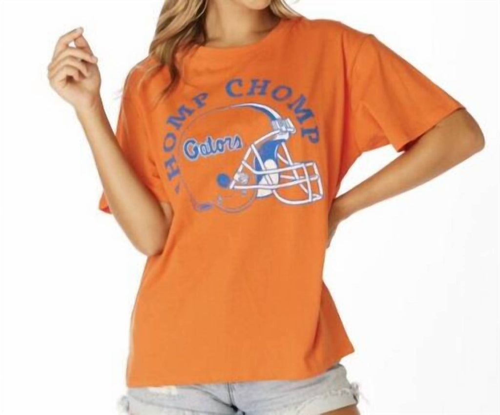 Chomp Chomp Helmet Boyfriend Tee In Orange