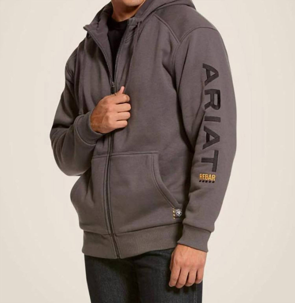 Men's Rebar All Weather Team Full Zip Hoodie In Grey/black
