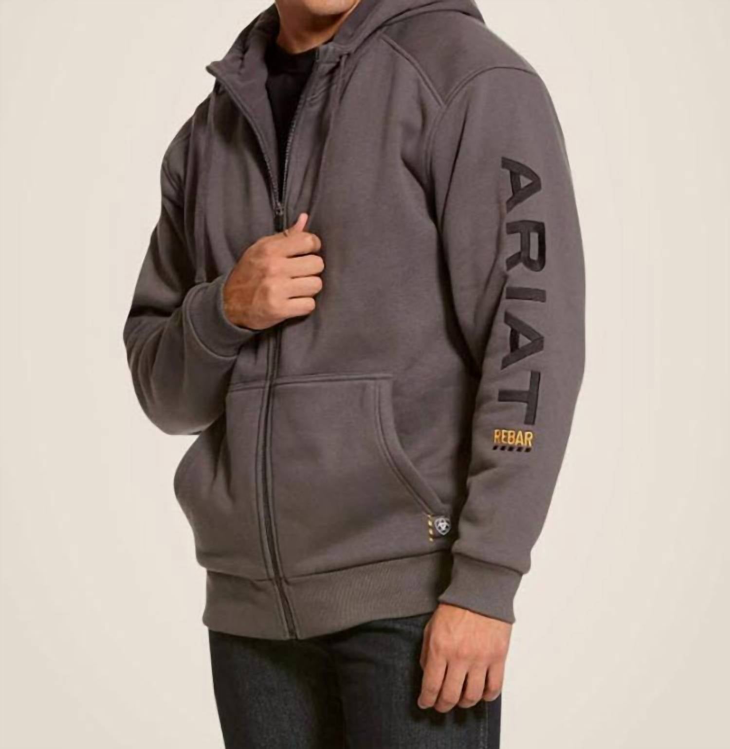 Men's Rebar All Weather Team Full Zip Hoodie In Grey/black