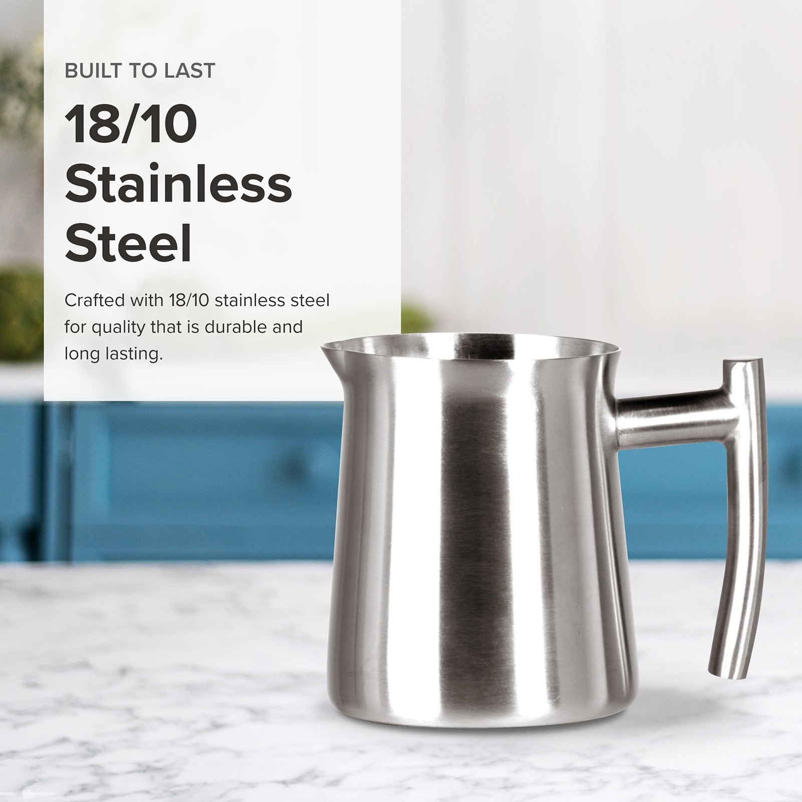 Frieling Milk Frothing Pitcher and Creamer, Brushed Stainless Steel Finish, 10-Ounce