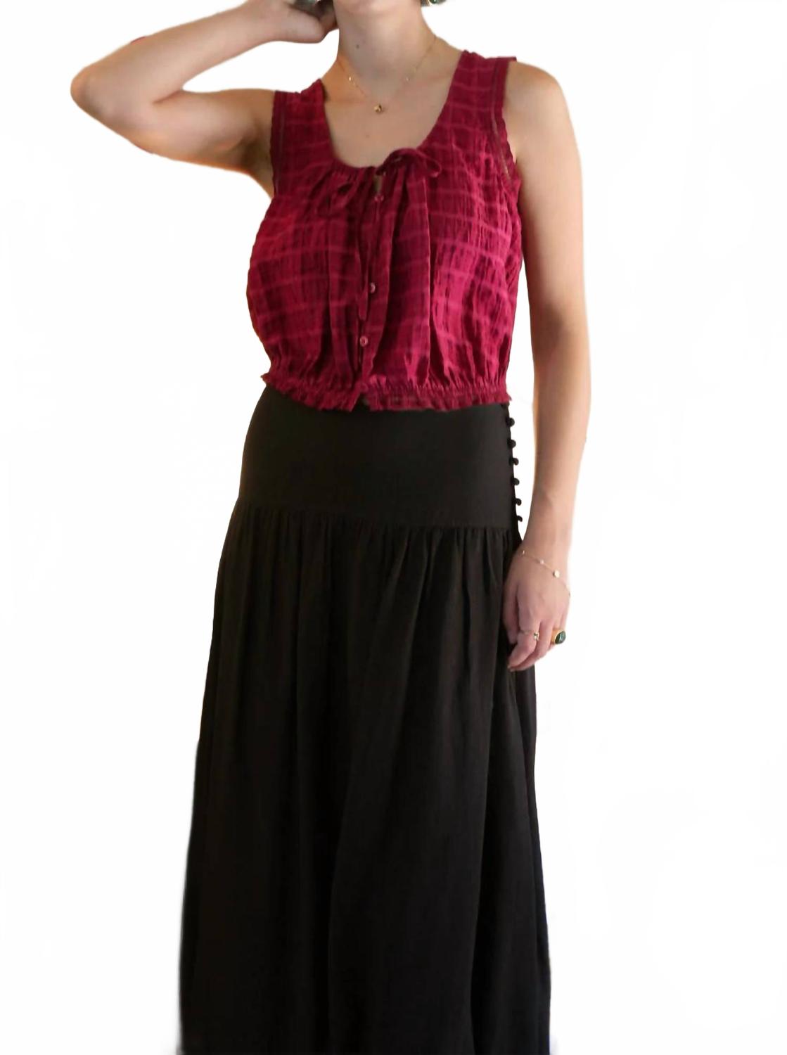 Clara Textured Eyelet Top In Berry