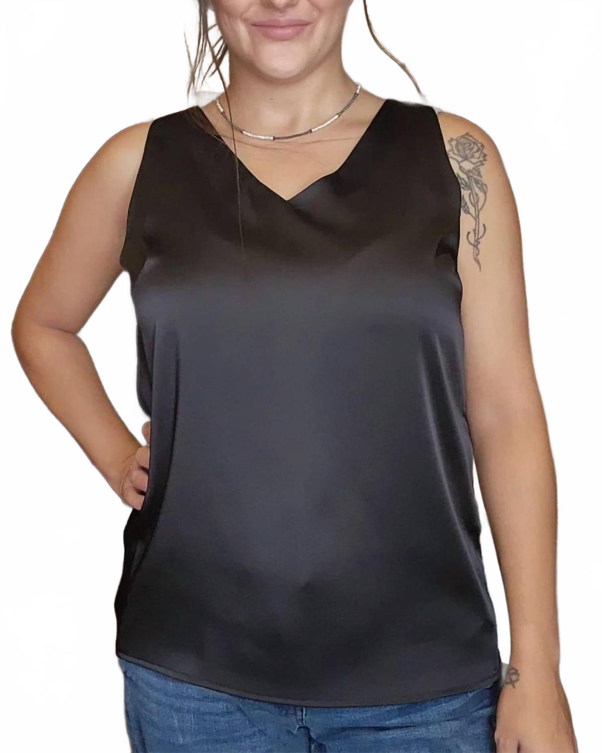 Elegant Satin Camisole Top In Black