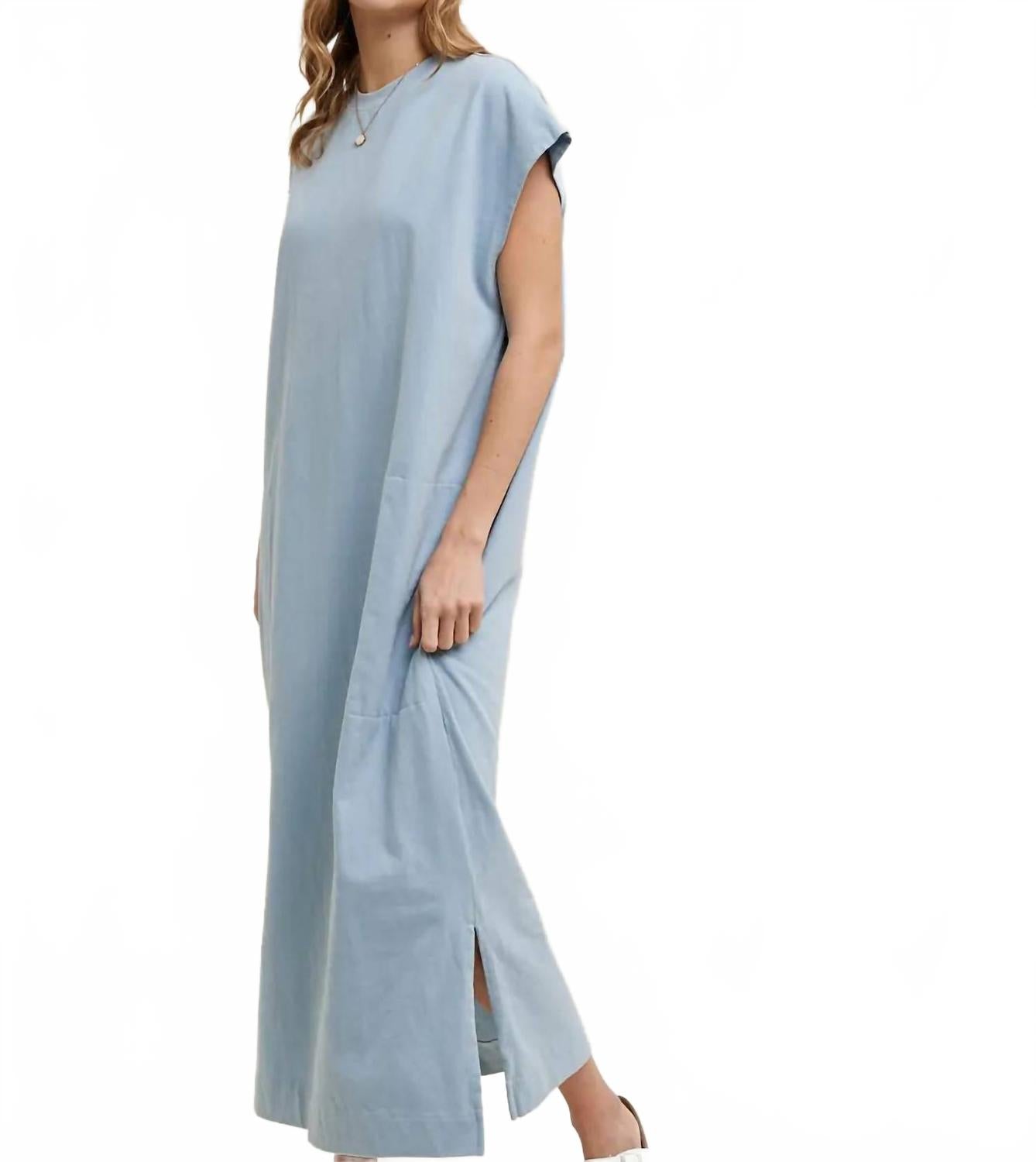 Tee Shirt Midi Dress In Slate Blue
