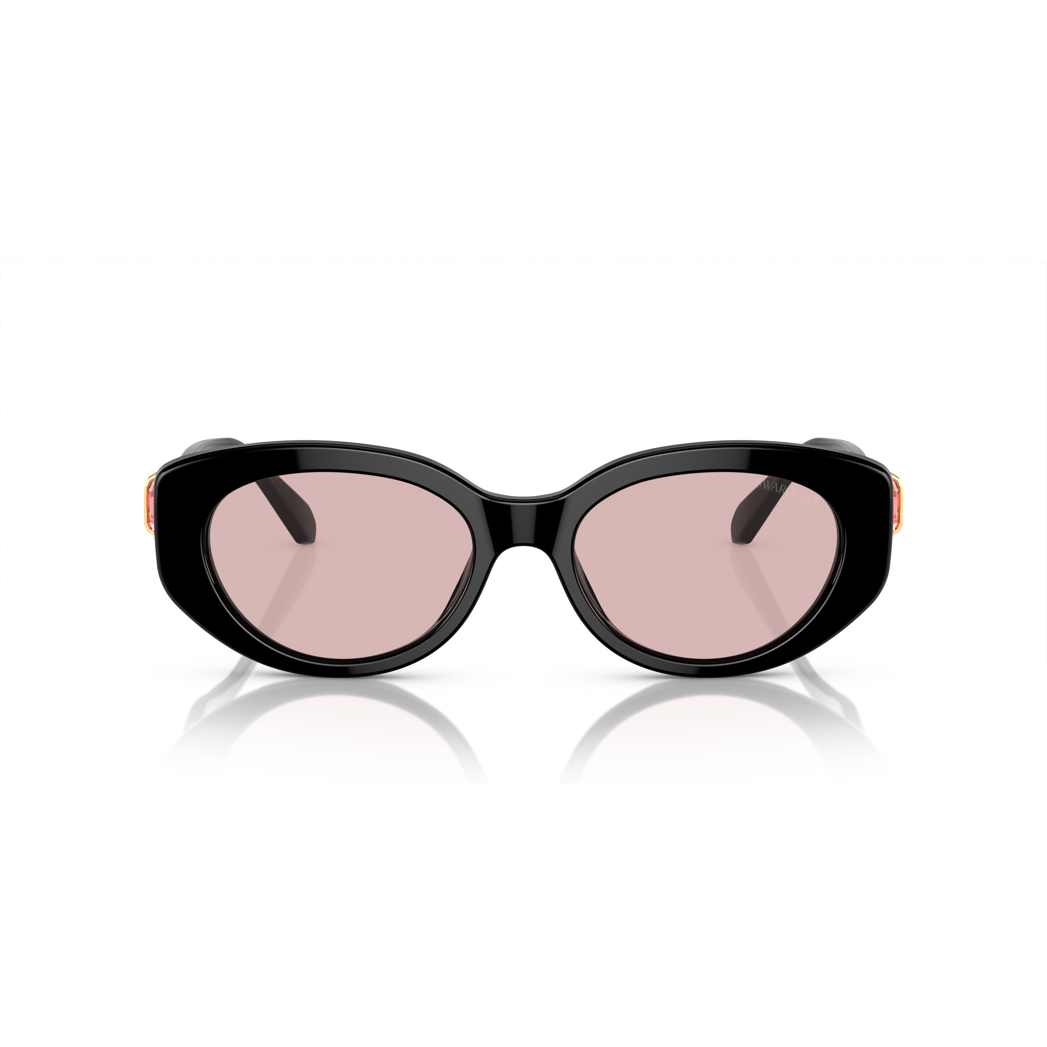 0Sk6002 Oversized Black Acetate Sunglasses with Pink Crystal Accents
