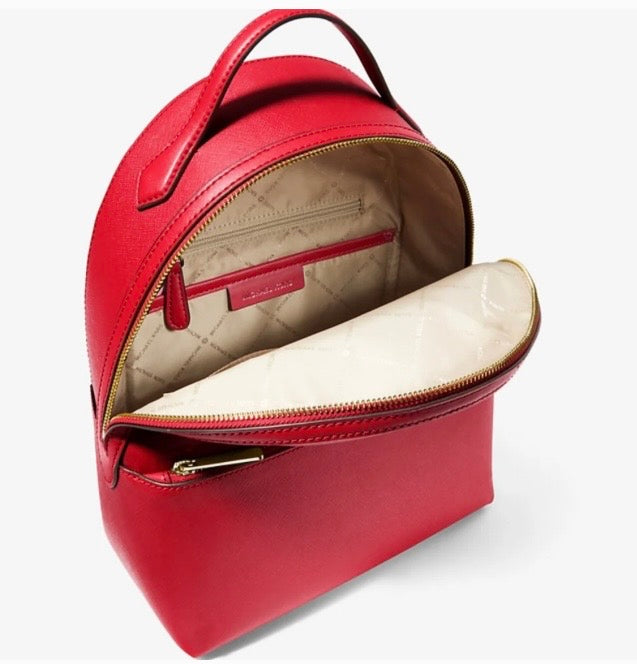 NWT Michael Kors Sheila Medium Front Pocket Backpack In Gold/Red