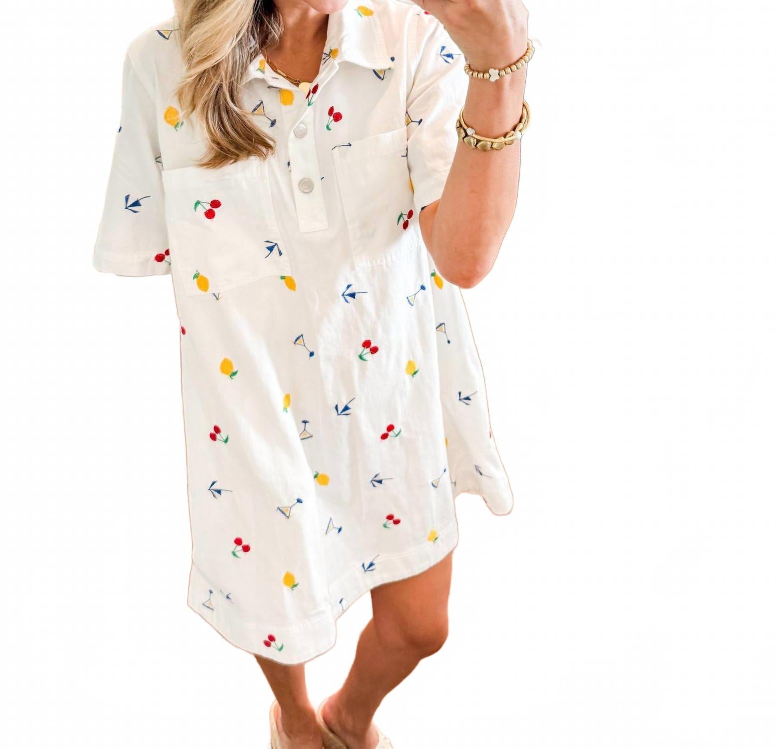 Summer Mix Embroidery Dress In White