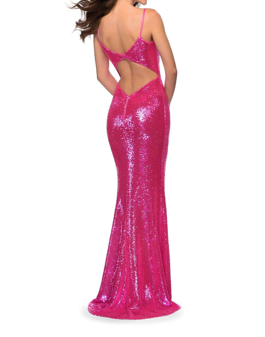 Sequin Prom Dress In Neon Pink