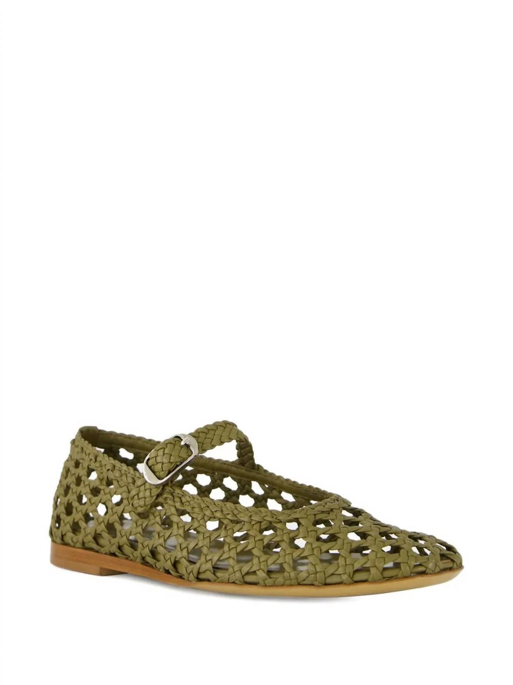 Women's Woven Mary Jane Shoes In Khaki