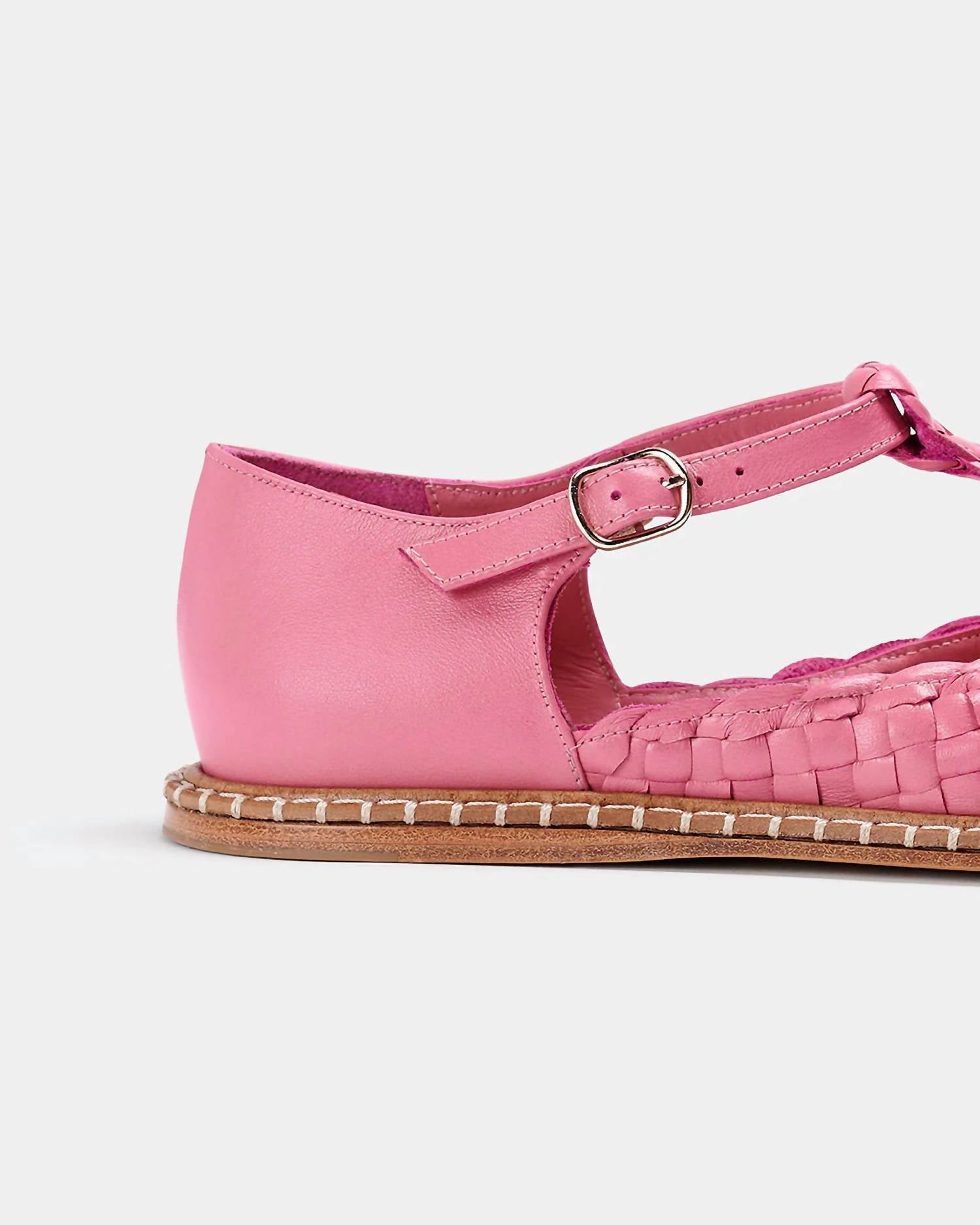 Women's Fragaria Woven T-Strap Shoes In Pink