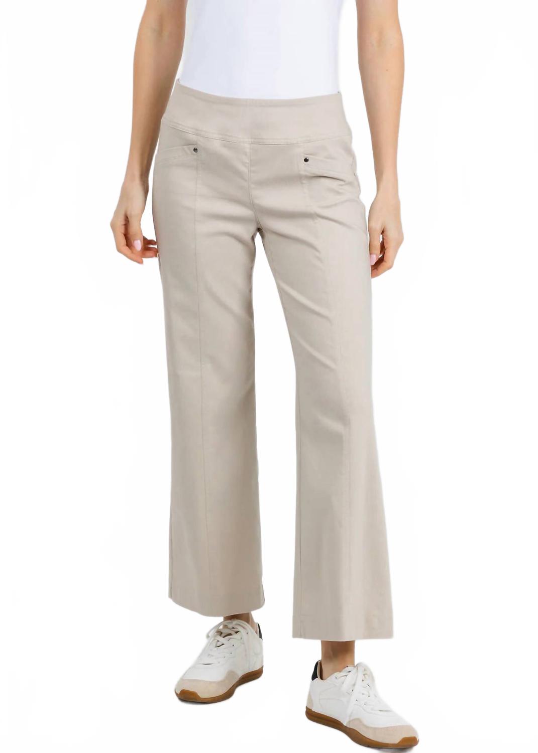 Stretch Wide Leg Pants In Khaki