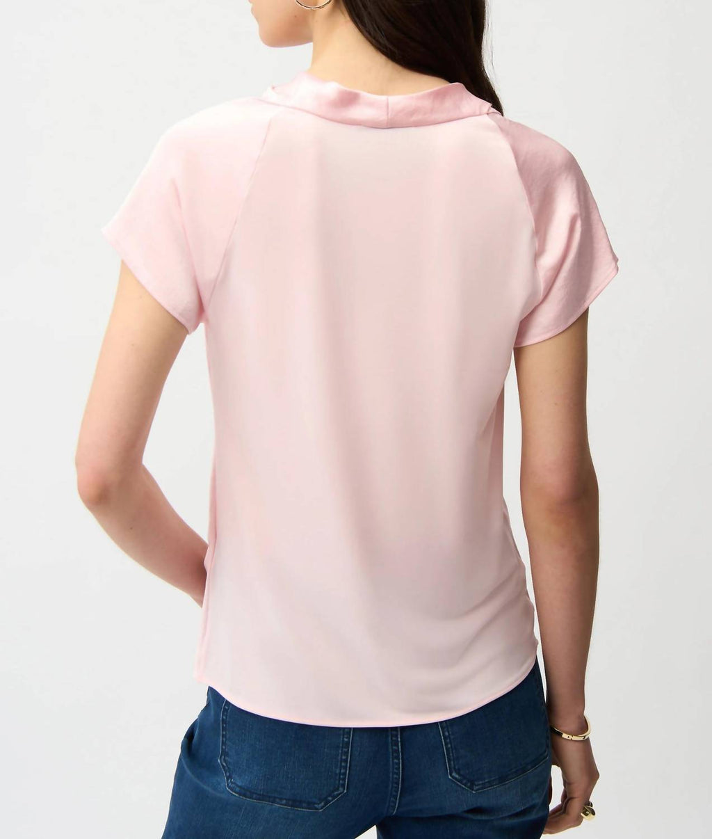 Cowl Neck Satin Top In Petal Pink
