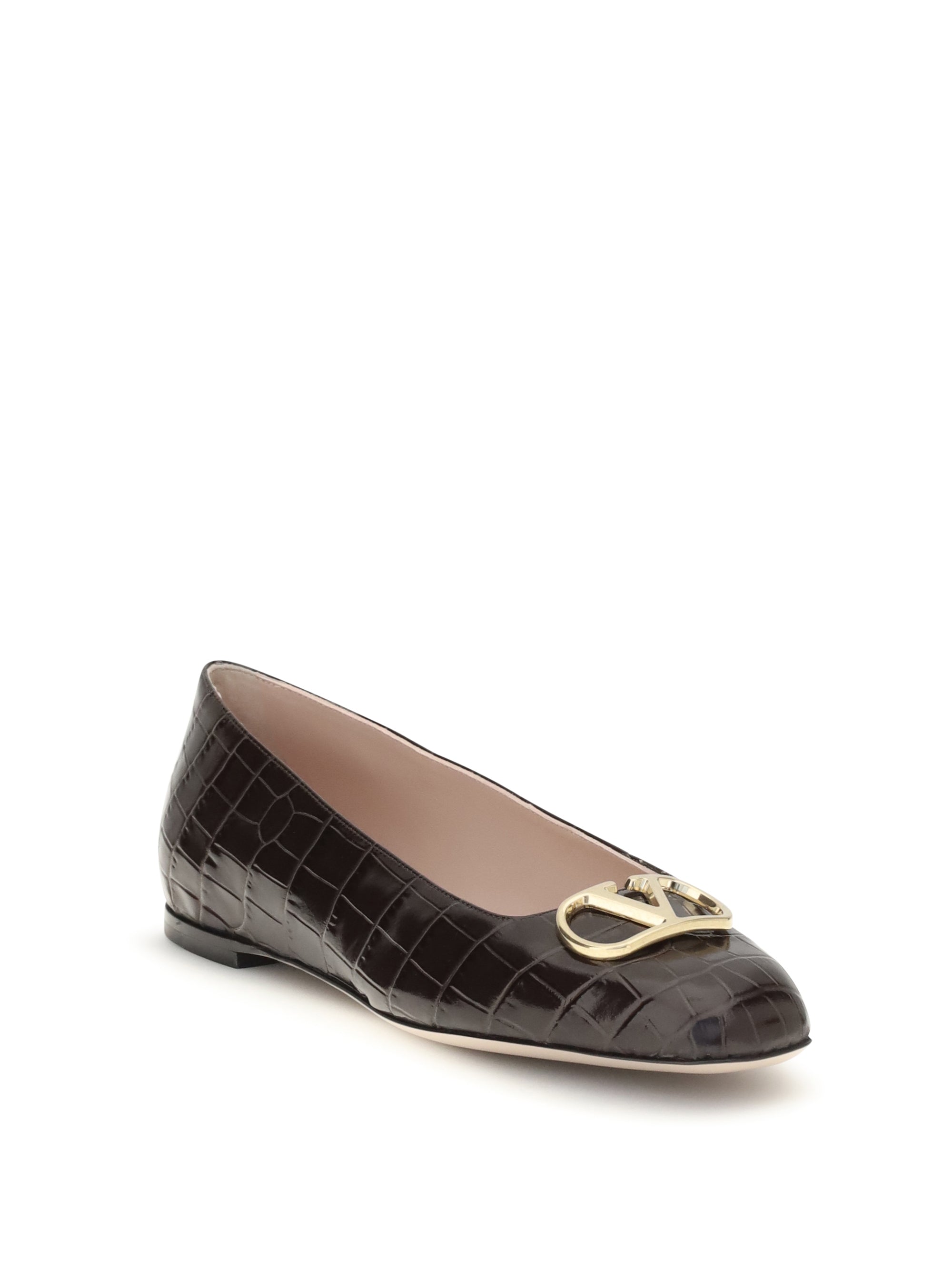 Valentino Garavani Women Vlogo Signature Croc-Effect Ballerinas