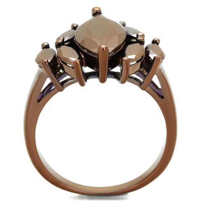 IP Coffee light Brass Ring with AAA Grade CZ in Light Coffee