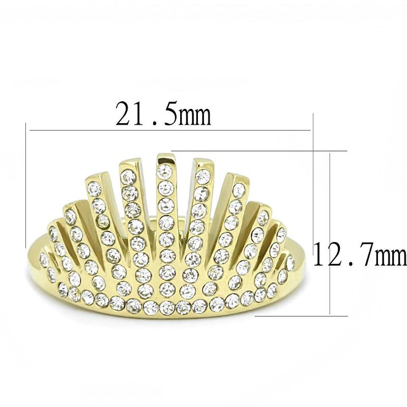 IP Gold(Ion Plating) Stainless Steel Ring with Top Grade Crystal in Clear