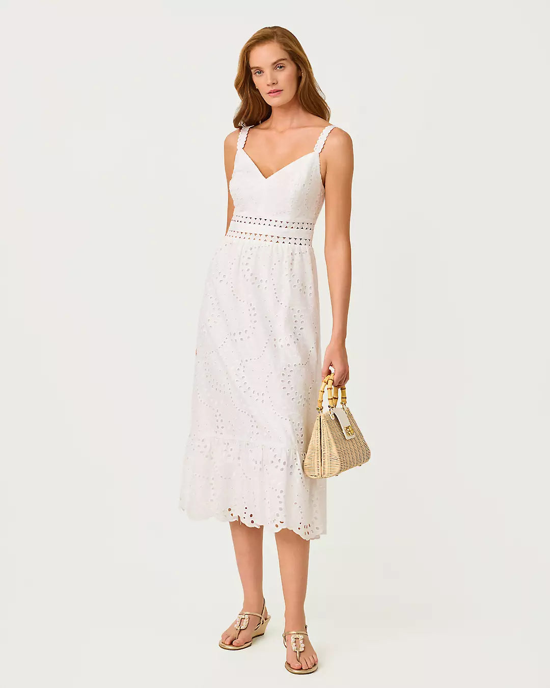 Tiah Eyelet Midi Dress