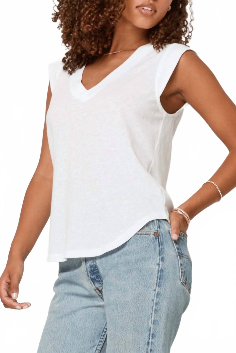 Rue V-Neck Tank In White