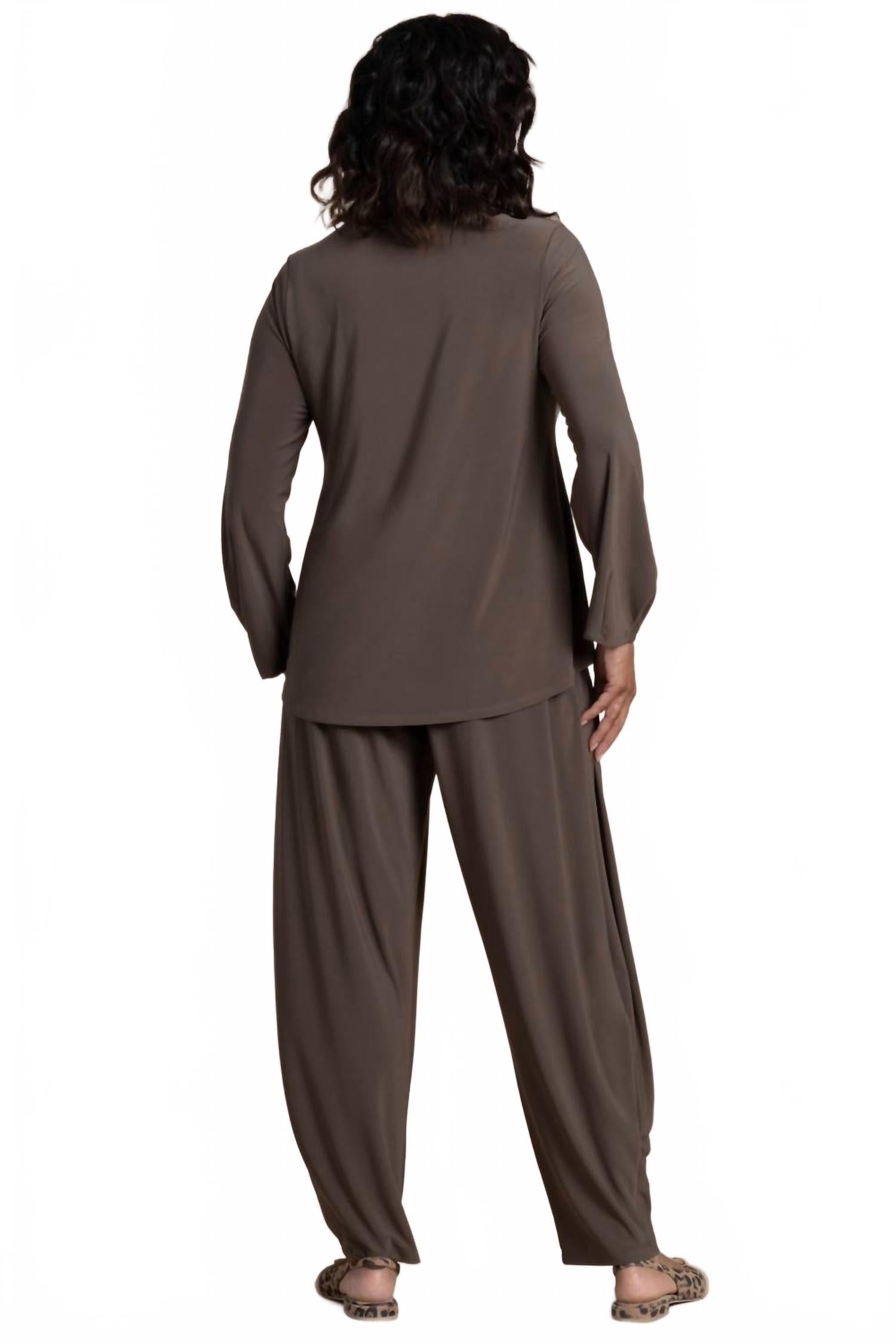 Barrel Sleeve Top In Tapenade