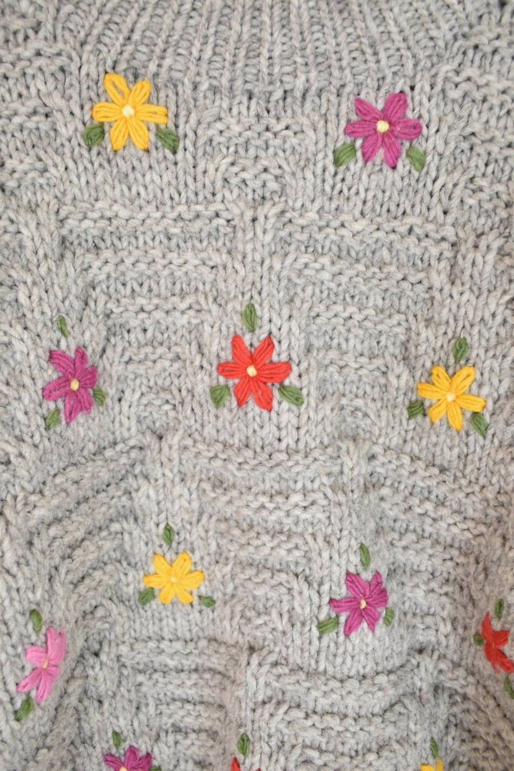 Wool Hand Knit Pullover In Gray