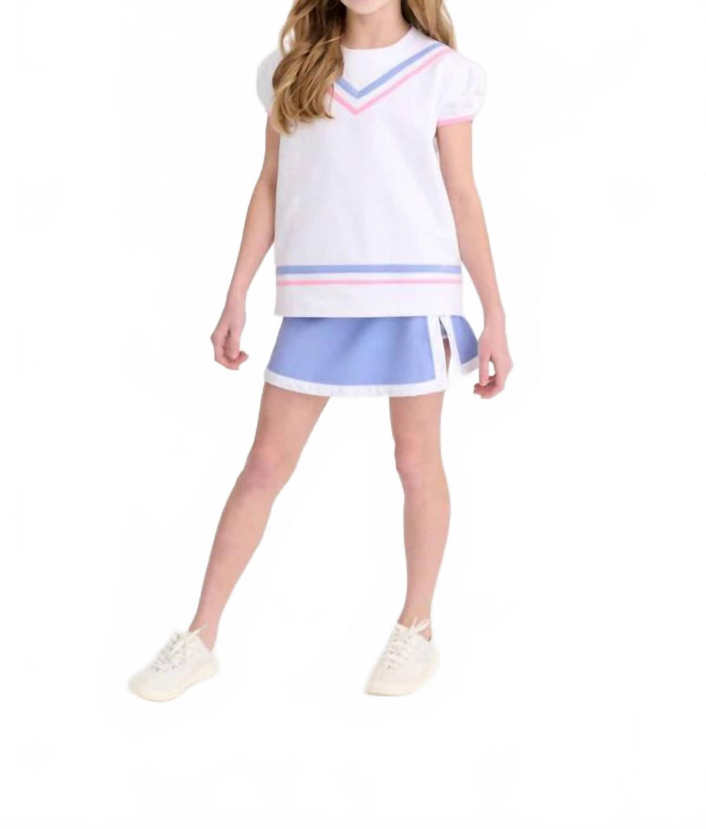 Short Puff Sleeve Cassidy Comfy Crewneck Shirt In Worth Avenue White